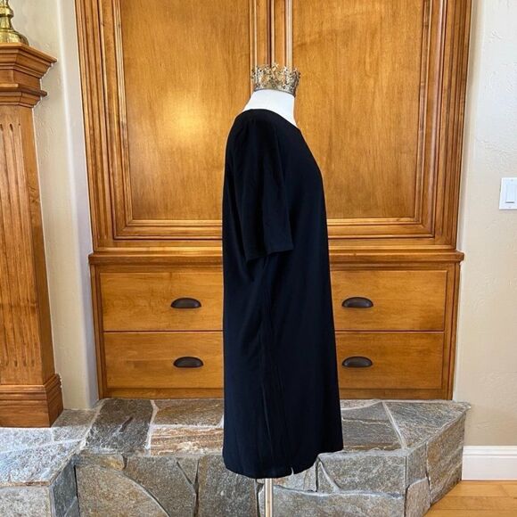 Eileen Fisher Black Crepe Round Neck Stretch Dress Size Large NWT - Picture 3 of 13
